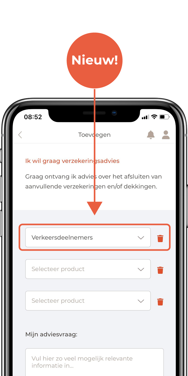 verkeersdeelnemersverzekering aanvragen via Verzekeringapp